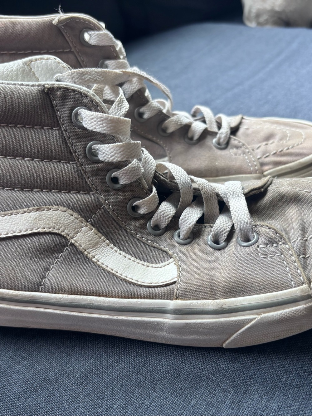 Vans Kids High-Top Sneakers in Taupe with White Stripe